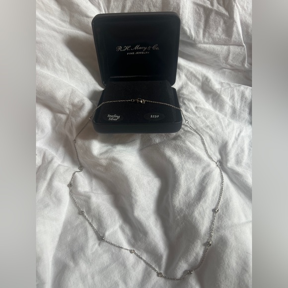 R.H. Macy Fine Jewelers sterling silver and diamond orbit necklace NIB - Picture 3 of 4